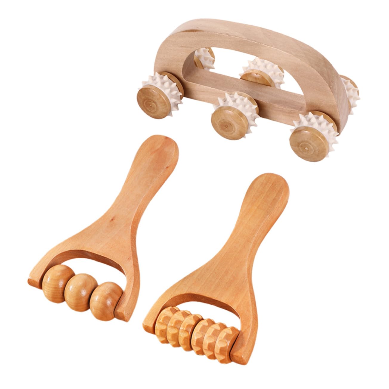 5 Set Set Massaggiatore Rulli Adulti Massaggiatore Per Gamba Collo Palmare Massaggiante Di Massaggio Portatile Kit Corpo Bob A Mano Muscolo Di Legno 3 Pezzi * 5