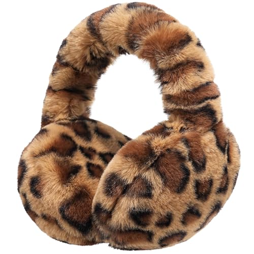 Cache-oreilles chaud pour femme avec arceau réglable et pliable motif léopard
