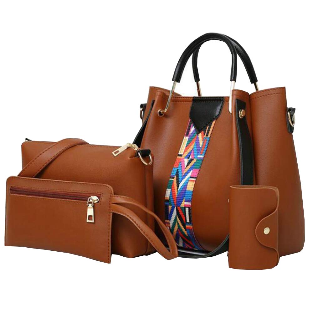 Women handbags purse PU Leather Top handle Shoulder bag Satchel hobo Tote Bags set 4pcs