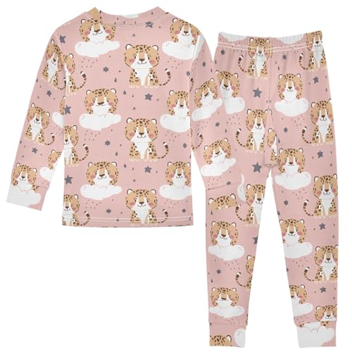 ODAWA Fall Pajamas Leopard Clouds Pink Cotton Clothes Pyjamas Sets 18M2