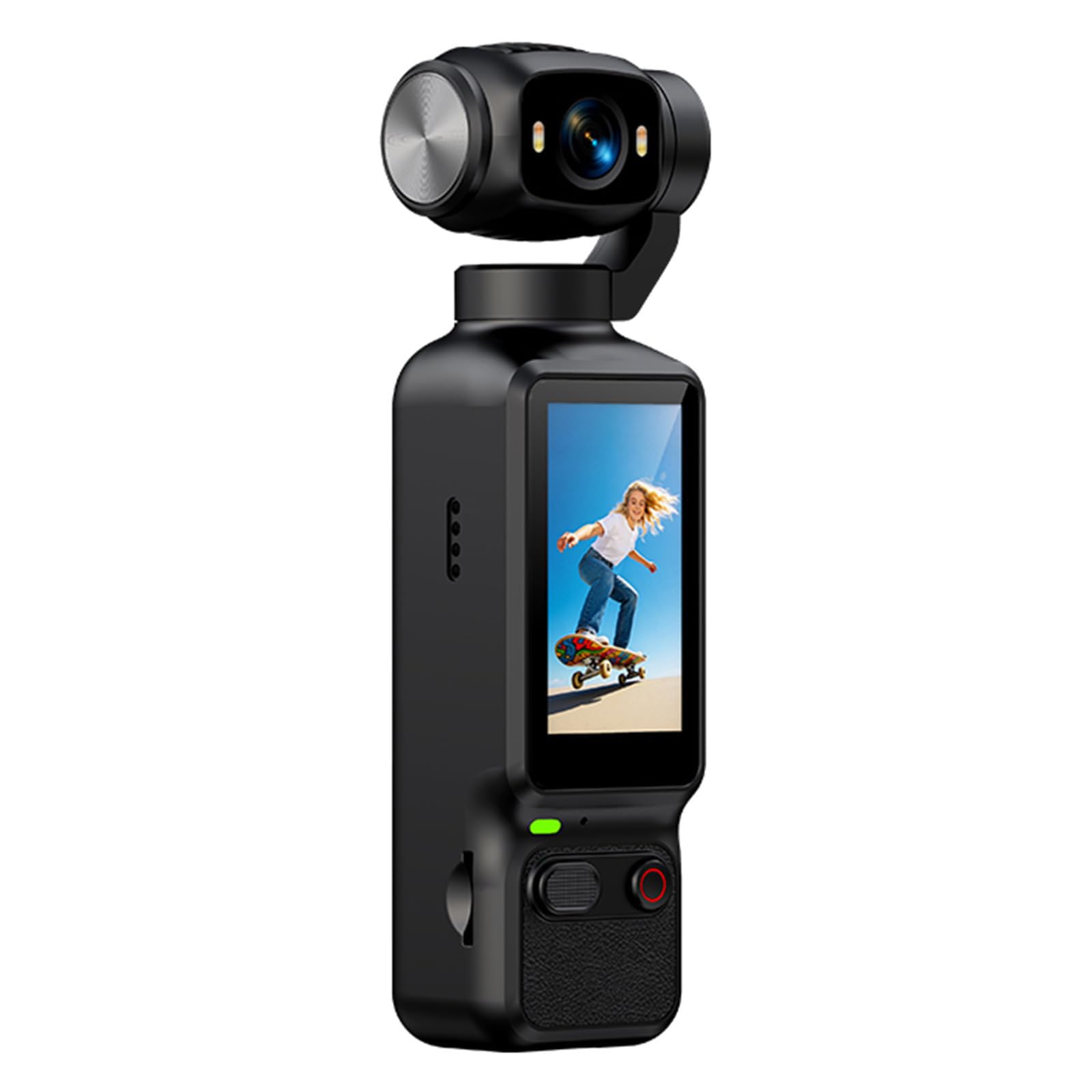 Videocamera per vlogging 4K HD da 1,97 pollici, videocamera gimbal tascabile portatile, riprese multi-angolo a 180° per ciclismo, viaggi, sport, equitazione e attività all'aperto,Black-134*42*31mm