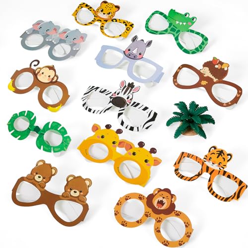 Toyssa Gafas Fiesta Tema Animales Piñata Cumpleaños Infantil, Selva Relleno Piñatas de Cumpleaños Infantil Safari Accesorios para Fotografías para Niños Niñas Cumpleaños Navidad Carnaval