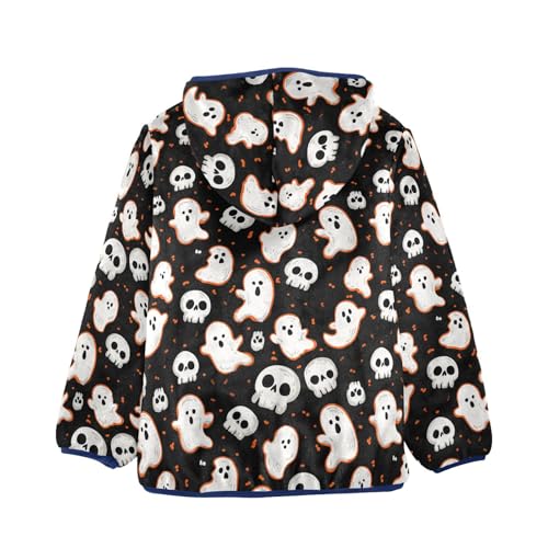 Halloween Ghost Toddler Fleece Jacket Baby Boys Hooded Zipper Long Sleeve Thick Warm Outerwear 3-10 Years2