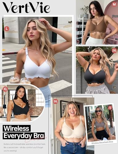 Image of Vertvie Women Wireless Jelly Bras Push Up Seamless Bra Supportive No Underwire Soft Halter /U /Racerback Sport T-Shirt Bralette