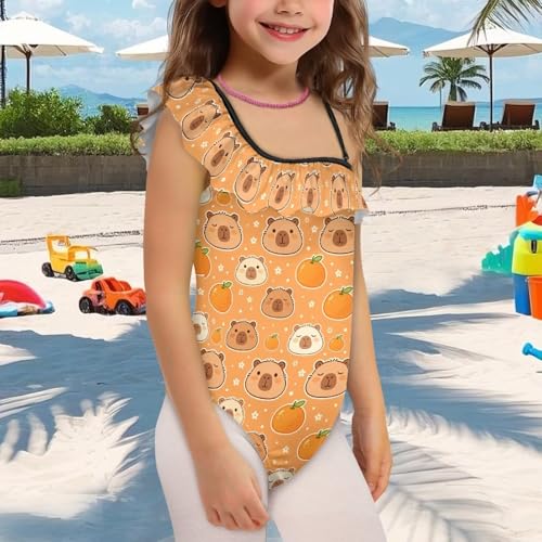 Image of Girls Swimsuit One Piece Ruffle Swimsuit Non-Slip Straps UPF 50+ for Girls Size 3-14 Years