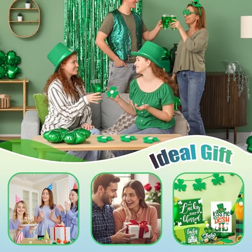 Sensory Fidget Spinners Toy for Adults, 2 in 1 Green Textured Worry Stone, Quiet Desk Office Trefoil Fidget Spinner Stress St. Patrick's Day Party Gifts for Teen - Image 6