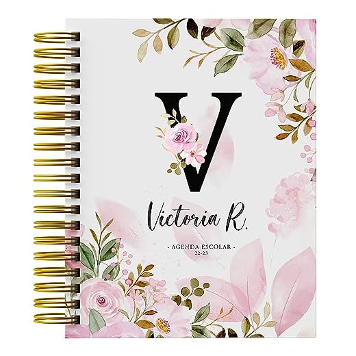Agenda Escolar 2024-2025 - Agenda Escolar desde Septiembre 2024 a Agosto 2025 - Tamaño A5 - Diseño Flores en Portada - Agenda Personalizada Semana Vista. ONEPERSONAL (Agenda Escolar Flores V)