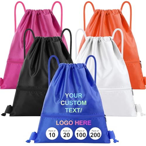 100 Pack Custom Drawstring Bags Bulk, Personalized Drawstring