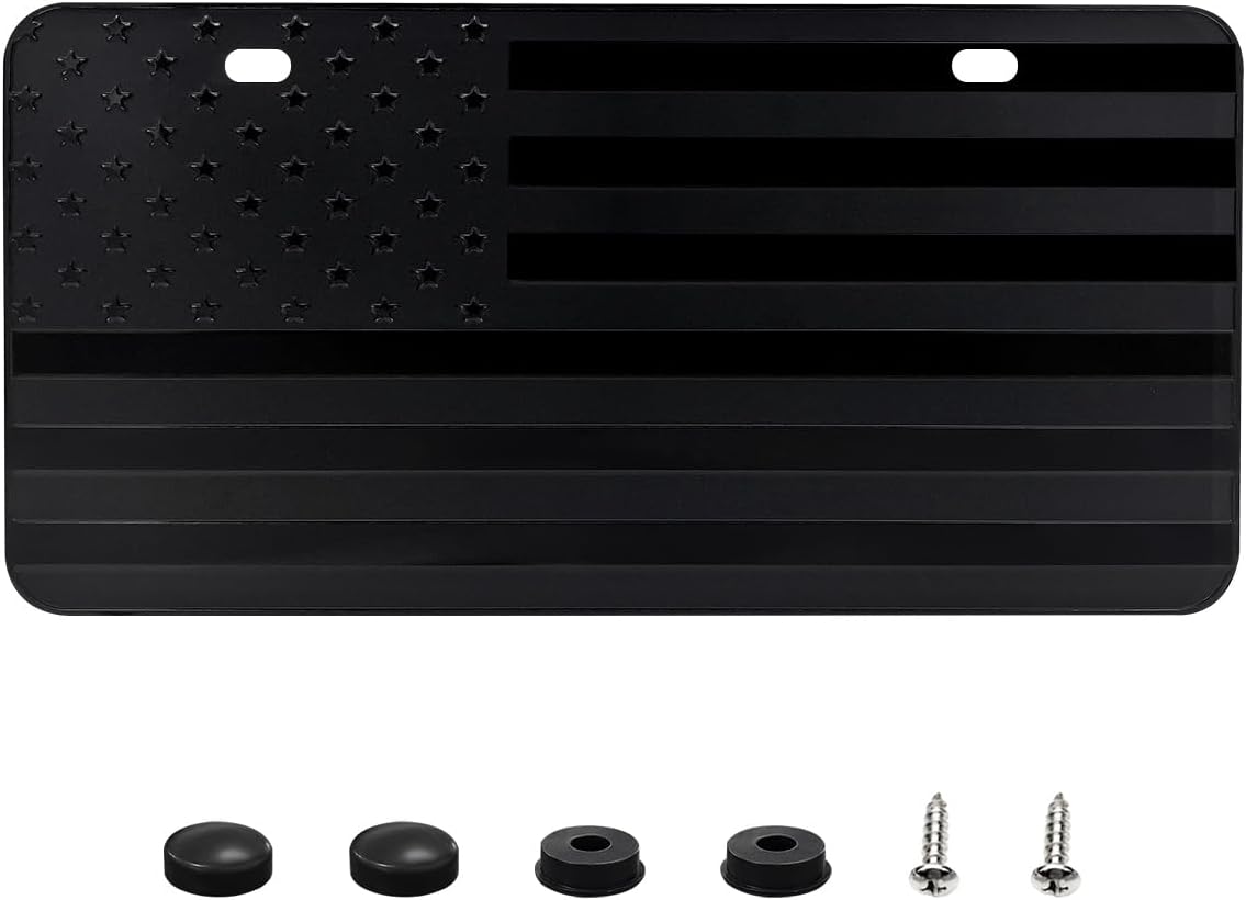 Placa de matrícula de la bandera estadounidense, placa de aluminio en relieve de metal 3D, etiqueta de matrícula patriótica vintage de 6 x 12