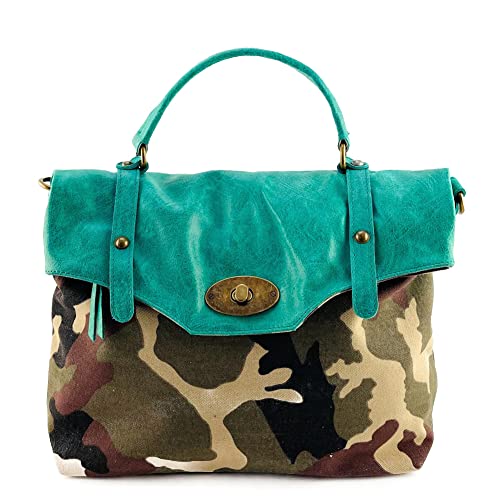 Sac à main postina 100% Made in Italy en toile imprimée verte