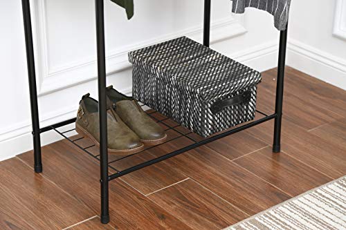 HOME BI Clothing Garment Rack, Clothes Stand Rack Organizer Storage with Hanging Rod and 2-Tier Metal Storage Shelf, 24”W x 15”D x 65”H, Black