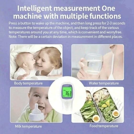 Thermomètre infrarouge à tête avant sans contact pour adultes & Les enfants, vite 1 Deuxième scanner numérique de température avec alarme de fièvre, mode Mute, rétroéclairé LCD Affichage & Rappel de mémoire