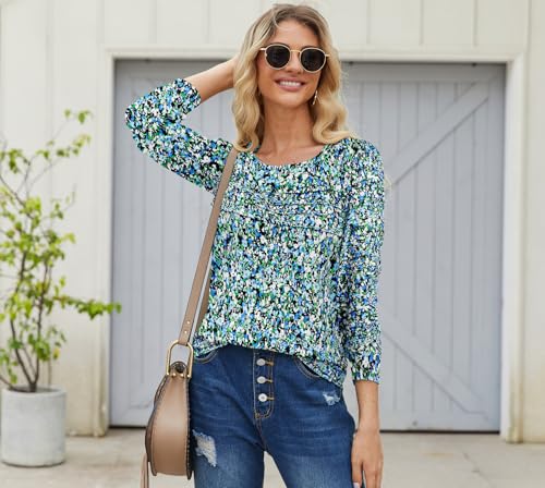 Bluetime Long Sleeve Shirts for Women 2025 Fall Fashion Tunic Tops for Leggings Pleated Front Dressy Casual Blouses3