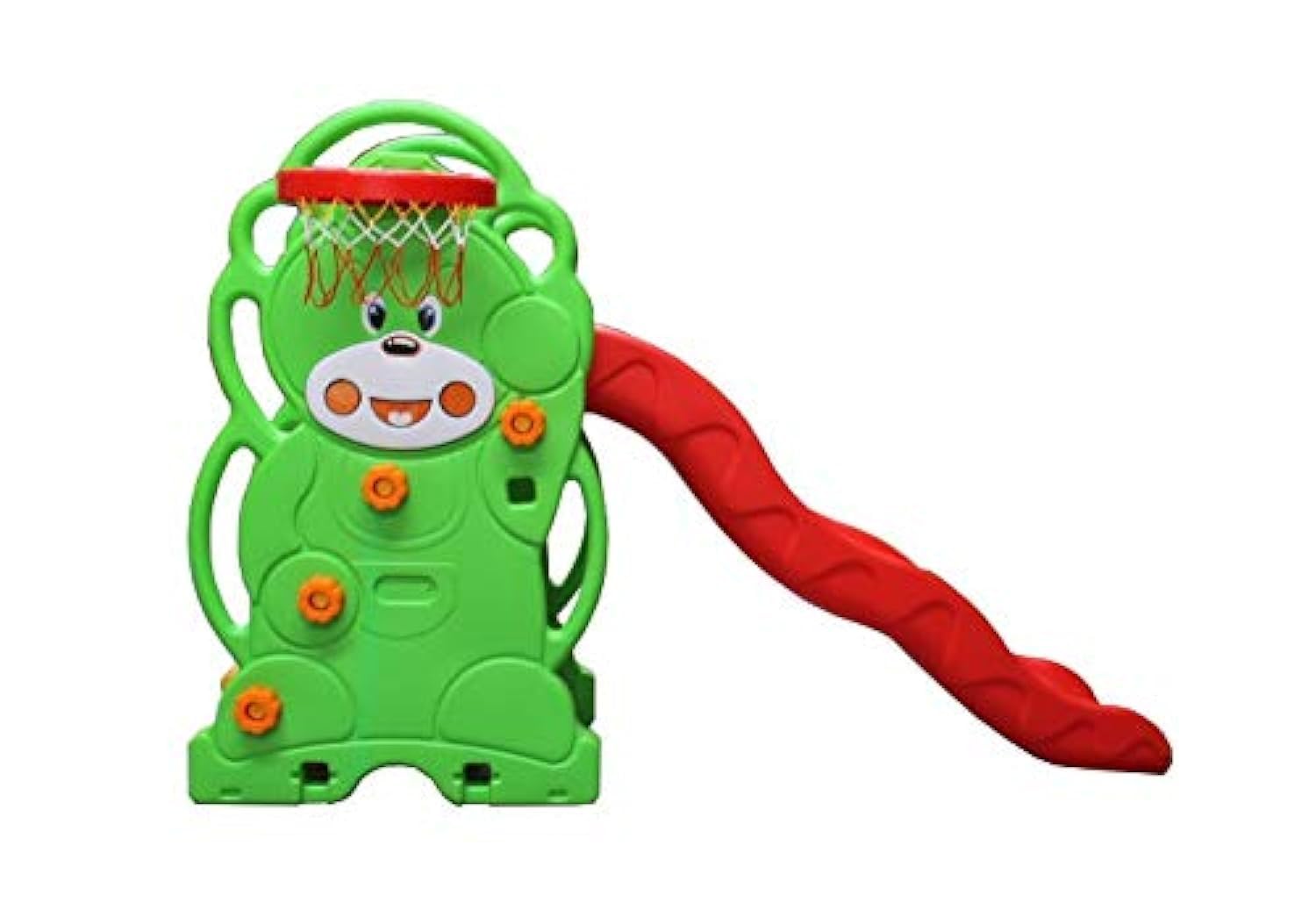 Green Bear Slide With Basketball Hoop