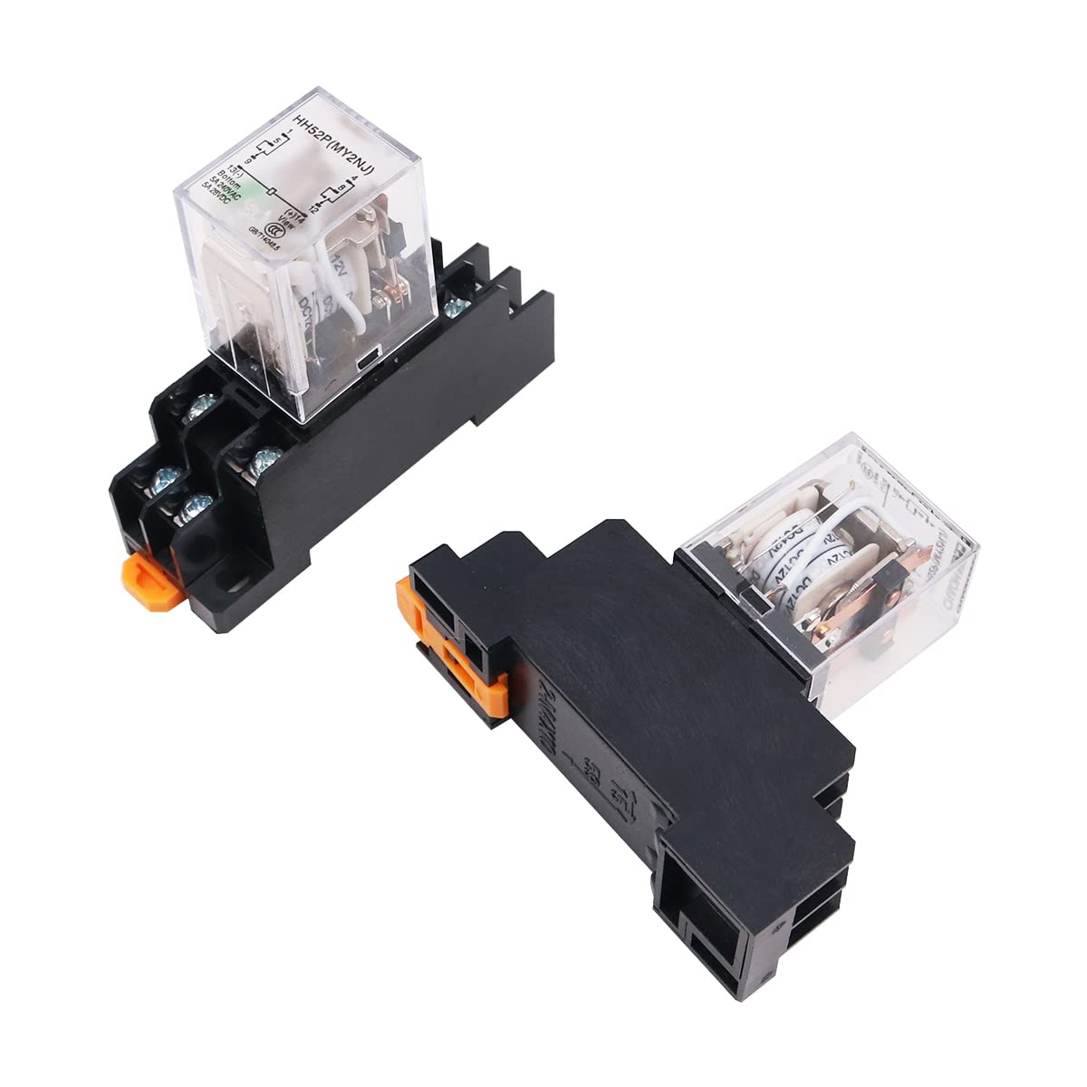 WANGCL 2 szt. Mini przekaźnik DC 12 V przełącznik elektromagnetyczny 8-pinowy przekaźnik DPDT 2NO+2NC ze wskaźnikiem LED podstawy gniazda