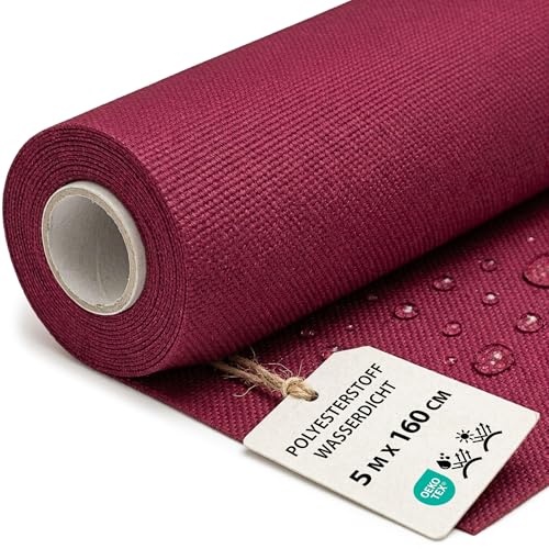 Tissu imperméable au metre 5 M x 160cm - Tissus résistant à l'eau pour extérieur idéal pour meubles coussins housses d'extérieur accessoires de jardin et...
