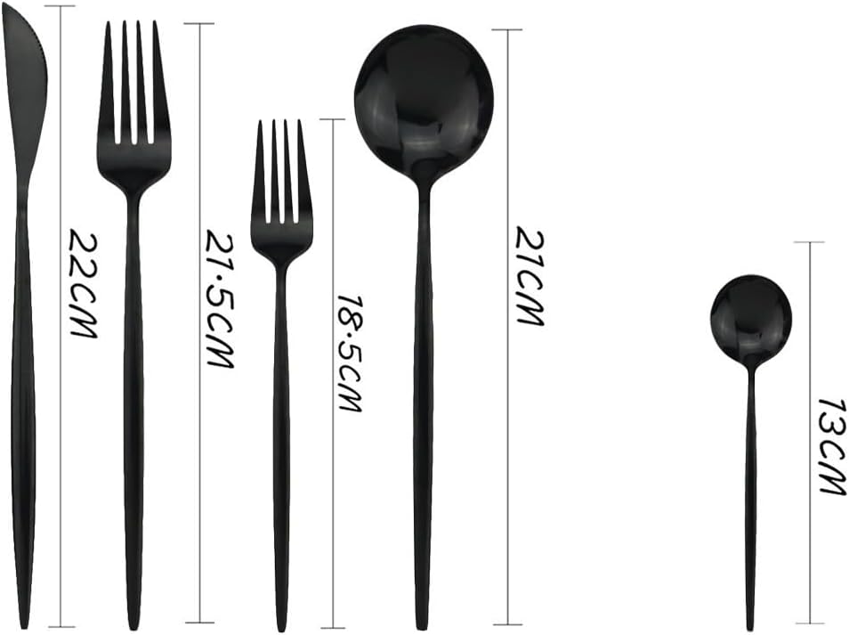 Silverware Flatware Set, 5/20/30/40/50/60 Pieces Champagne Gold Stainless Steel Matte Steak Cutlery Set Portuguese Cutlery Set Of Five(Red Gold,4Set-20Pcs)