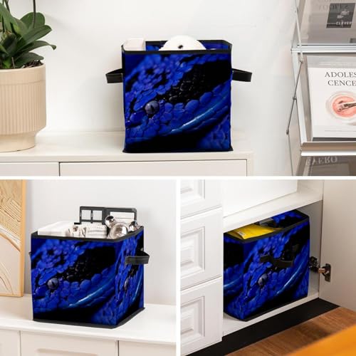 Boîte de rangement pliable serpent bleu en tissu cube pour placard - 6