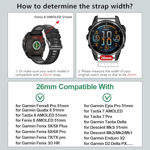 Correa de silicona 26mm compatible con Garmin Fenix 8 Pro miniatura 2
