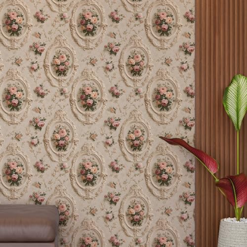Image of PAPER PLANE DESIGN Vintage Floral Peel & Stick Wallpaper Roll | Decorative Self-Adhesive Wall Covering | 16 in x 90 in (A)