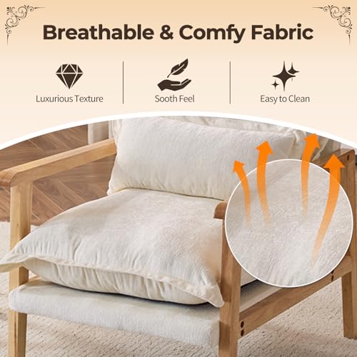 Sillón Chenille Beige con Cojín Lumbar miniatura 5