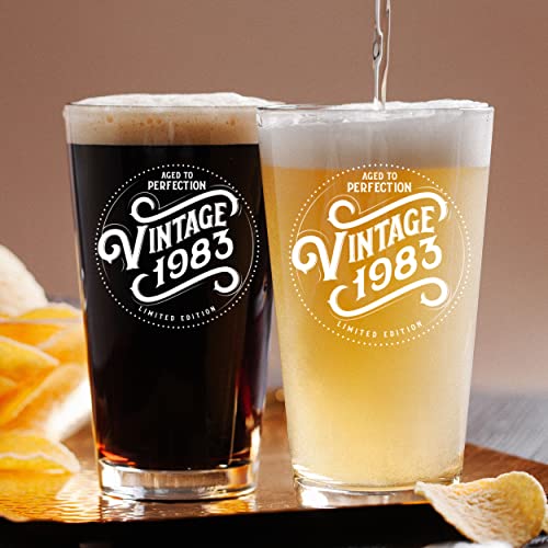 40Th Birthday Gifts Men Women - 1983 Birthday Beer Glass - 40Th Birthday Decorations For Men - Unique Mens 40Th Birthday Gifts Ideas - Over The Hill Gag Gifts Turning 40 Years Old For Man Dad #TOP5