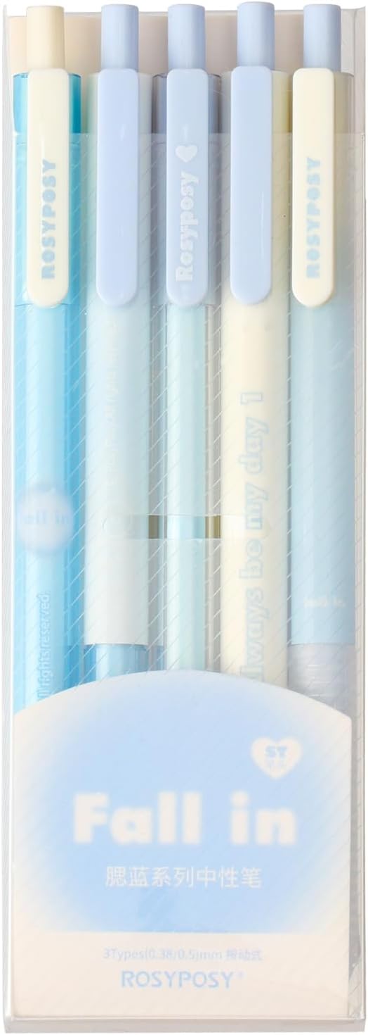 MumdoYAL 5er Set Gelschreiber - 0,5mm Feine Spitze Mit Schnell Trocknender Tinte