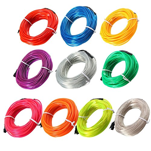 VIDOO 10M ELFlexible weiche Rohr Draht Neon Glühen Auto Seil Streifen Licht Xmas Dekor DC 12V-Orange