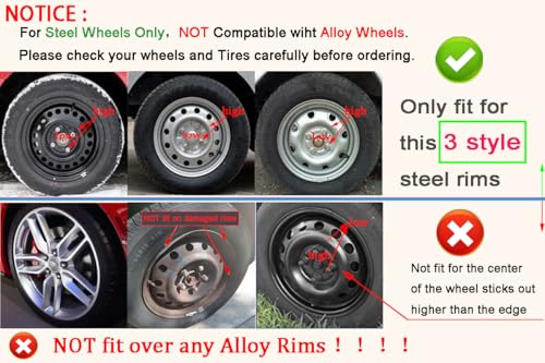 Image of Hubcap Wheel Cover Replacement R17 Hub Caps Universal-Fit Steel Wheel Rim Cover ABS Material Exterior Accessories for Car Truck SUV -Set of 4(17-inch,Blue-Black)