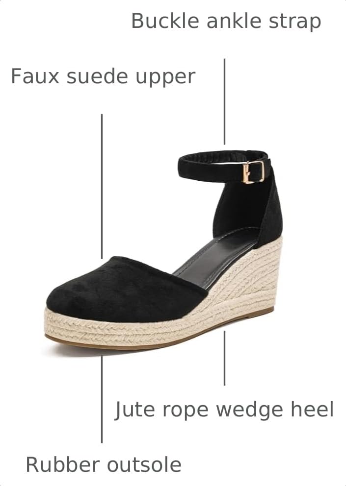 Image of Womens Espadrilles Sandals, Closed Toe Platform for Women Ankle Strap Casual Comfortable Wedge Sandals