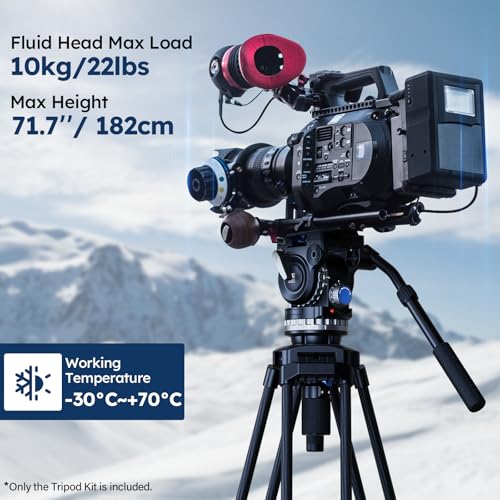 Image of SIRUI SQ75+VHS10 Carbon Fiber Tripod, 71.7 inch Video Tripod with Professional Video Fluid Head, 7-Step Counterbalance, 4-Step Tilt /Pan Damping Adjust, Rapid Setup for Camera, Max Load 10kg /22lb