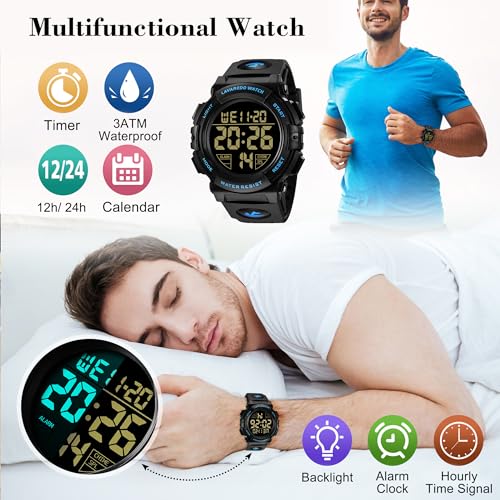 Image of L LAVAREDO Digital Men's Watch (Black Dial Black Colored Strap)