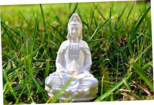 Estatua Guan Yin pequeña acabado mármol blanco miniatura 2