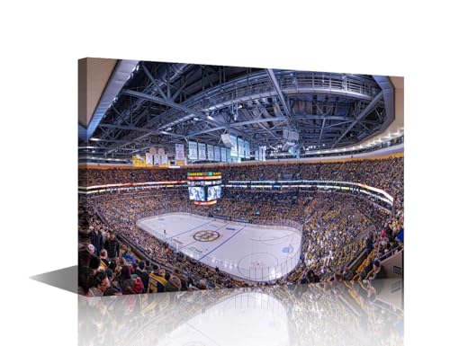 Art mural de hockey Boston TD Garden finition premium sur toile tendue pour décoration