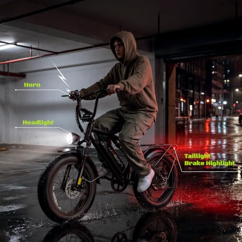 Jasion EB5 Sport Electric Bike, 20'' Fat Tire Ebikes for Adults/Teens, Best Ebike for Men with 720Wh Removable Battery, 7 Speed Full Suspension Electric Bicycles, UL2849 Certified - image 7