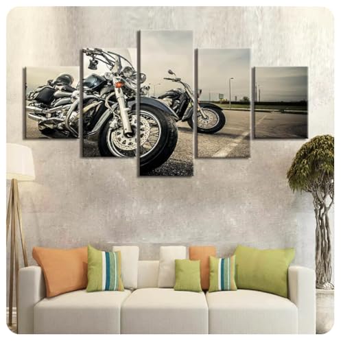 Moto rétro affiche murale vintage lot de 5 grandes toiles sans cadre