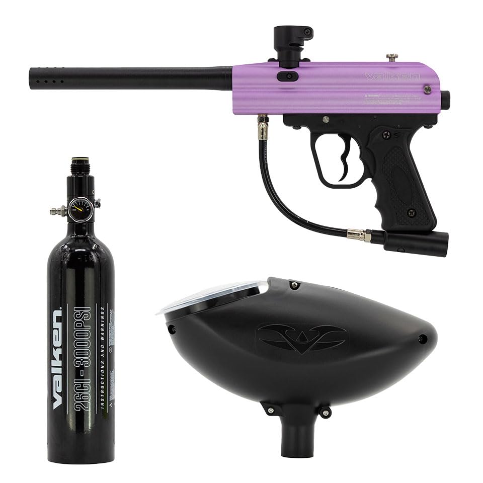 Valken Razorback .68 Caliber Paintball Gun Starter Kit - Semi-Automatic Marker with Loader and Air Tank