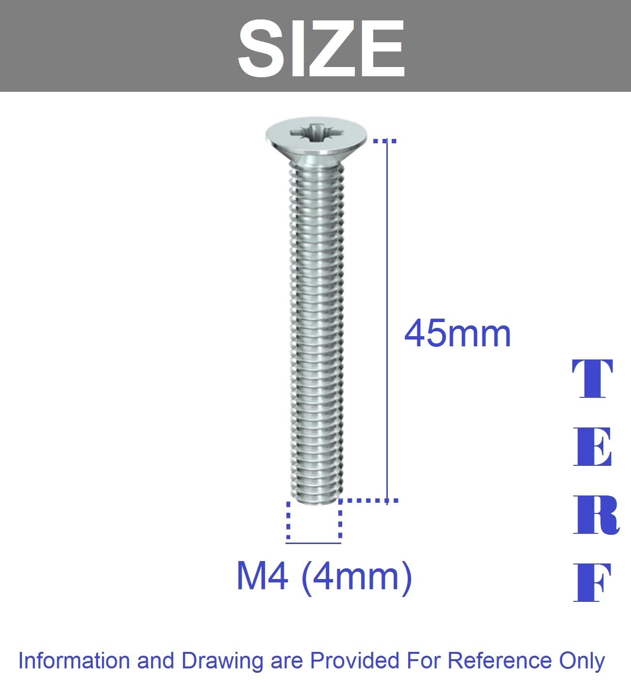 TERF M4 X 45mm Pozi Countersunk Machine Screw Stainless Steel A2 (304) - Pack of 25, Silver, M4 (4mm) X 45mm (25 Pcs) - Image 3