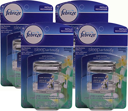 Febreze Set and Refresh Sleep Serenity Air Freshener for Bedside Diffuser, Quiet Jasmine, .36 Ounce, 2 Count (Pack of 4)