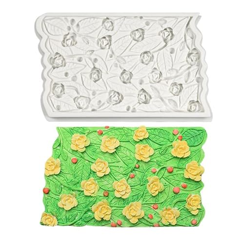 Molde de silicona decorativo con diseño de flores y hojas miniatura 7