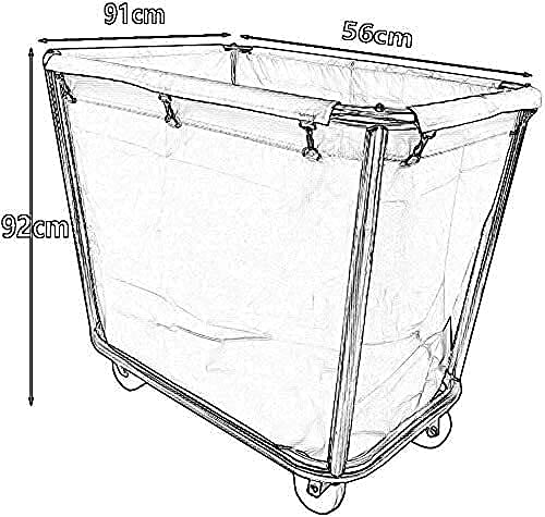 DFEDHF Laundry Basket Laundry Sorting Trolley with Bag Commercial Rolling Laundry Basket with Muted Wheels Stainless Steel Frame Max Load 200Kg Useful, Blue(Blue)