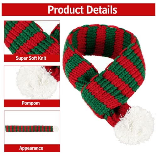 ZTA Dog Knitted Scarf for Dogs Cats Santa Red Green Scarf Winter Neck Warmer Pet Apparel Costume (Large) - Image 3