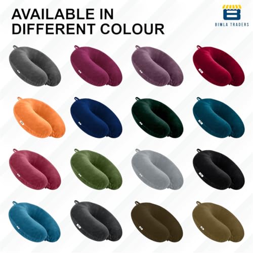 Image of CRAE Travel Neck Pillow for Men & Women | Soft Fibre Cushion for Flight, Car & Train | Soft Velvet Fabric with Attachable Snap Strap | Cervical Support for Neck Pain Relief.Pack of 1(Maroon)