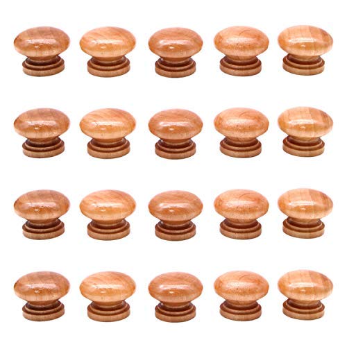 円形木製キャビネットノブ 食器棚引き出し ワードローブ ドアプルハンドル スチールネジ付き(直径: 1.3インチ 高さ: 1インチ