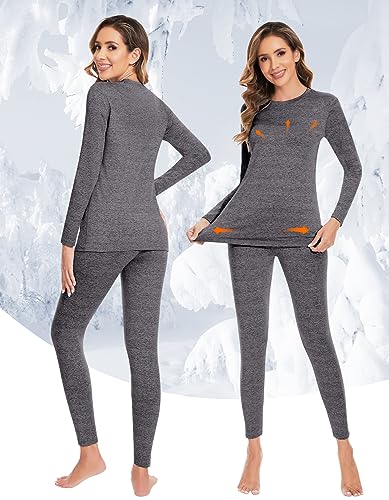 Image of YADIFEN Women Thermal Underwear Set,Long Johns for Women Base Layer with Fleece Lined Long Underwear Top Bottom Cold Weather