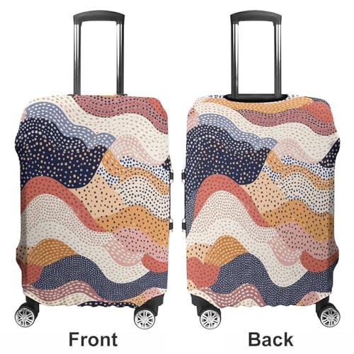 Wavy Pattern Elastic Luggage Cover Suitcase Protector for 19-32 Inch Suitcases | Universal Stretchable Travel Bag Cover | Anti-Scratch, Washable with Zipper Closure XL3