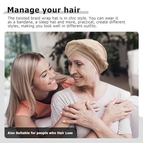 Image of DRESHOW Turban Pre-Tied Twisted Hat Thread African Head Wraps for Black Women Chemo Cancer Cap Braid Hair Cover