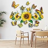 【Einfach zu Kleben und Abzuziehen】 Kein Werkzeug erforderlich, selbstklebend. Kleben Sie die Sonnenblumenaufkleber einfach auf Fenster, Tür, gestrichene Wand oder eine glatte, flache, trockene und staubfreie Oberfläche. Der Bauch des 3D-Schmetterlings hat einen Magneten, den Sie auf Metalloberflächen anziehen oder mit dem angebrachten doppelseitigen Kleber auf eine saubere, trockene und glatte Oberfläche kleben können.