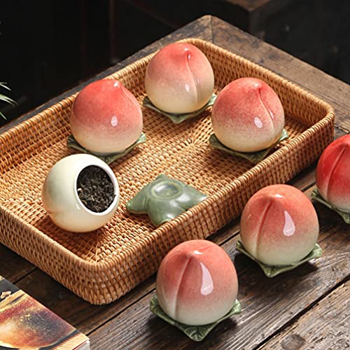 Cabilock Lata de cerámica creativa con forma de melocotón, estilo japonés, para té, café, especias, azúcar, miel - Imagen 4