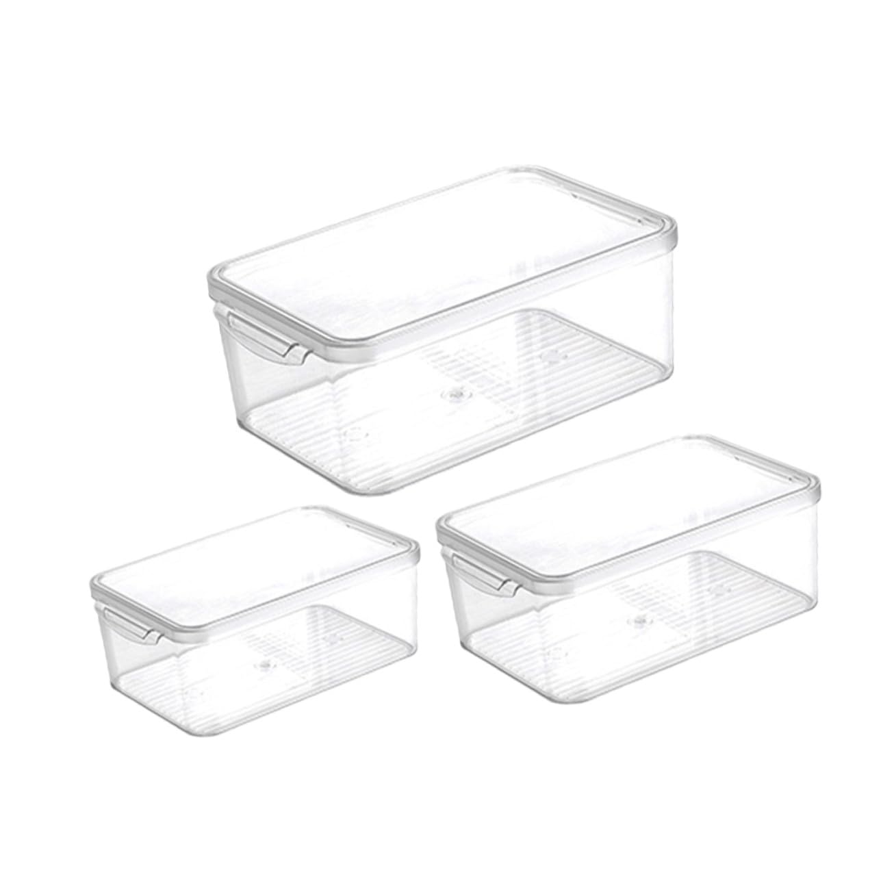 3stücke Gefrierbehälter aus Kunststoff Stapelbare Kühlschrankboxen Durchsichtige Lebensmittelbehälter Organizer für Kühlschrank Runde Frischhalteboxen